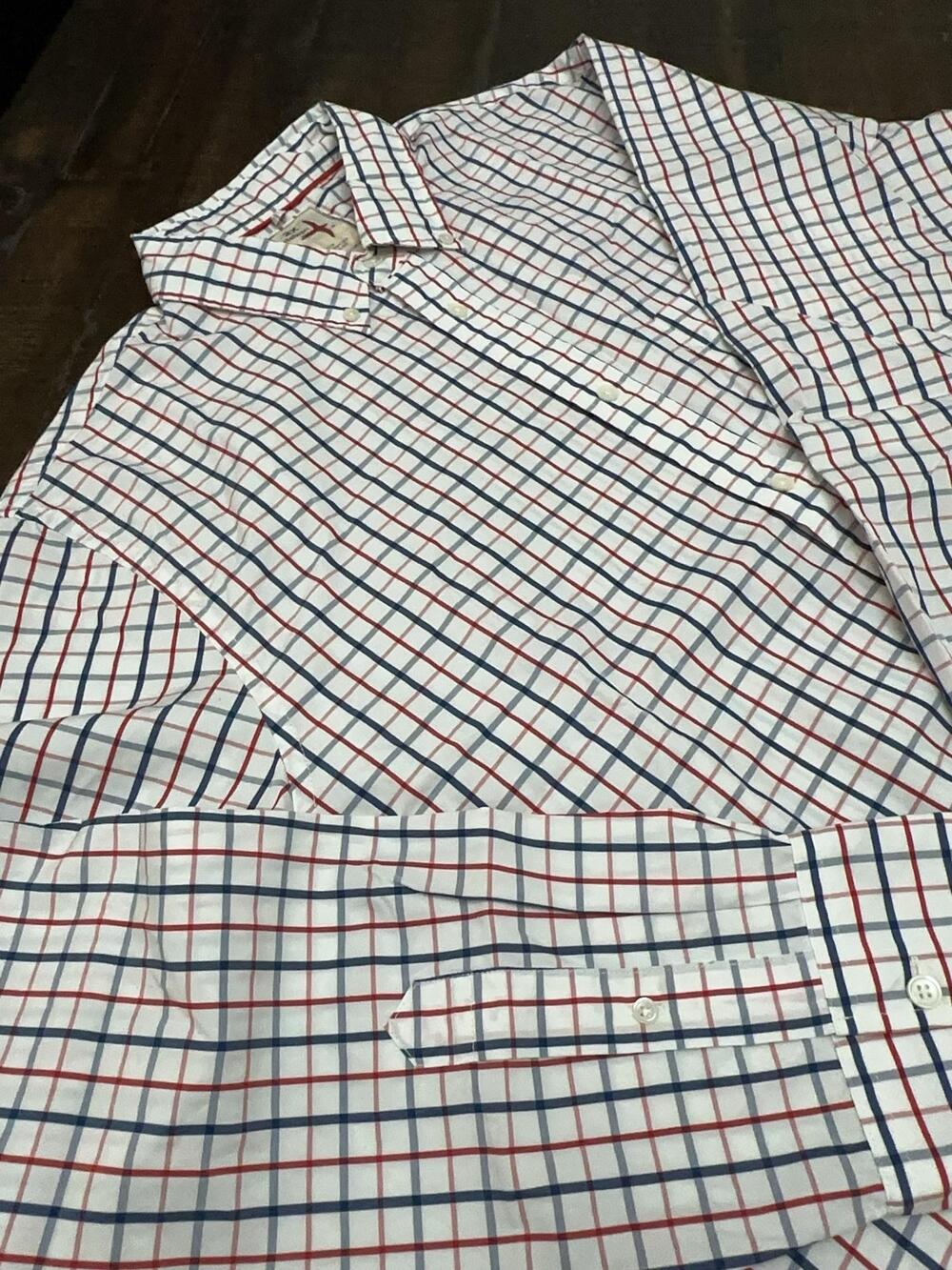 Relwen Shirt Mens 2XL White Check Long Sleeve Button Up Cotton Woven Casual